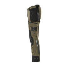 Broek met hangende zakken, stretchbroek, mosgroen