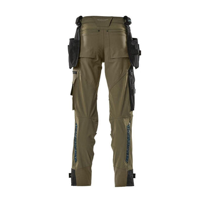 Broek met hangende zakken, stretchbroek, mosgroen