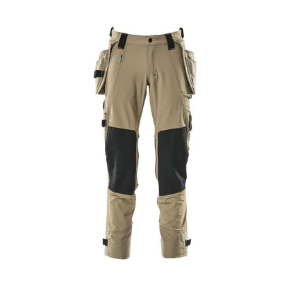 Broek met hangende zakken, stretchbroek, licht kaki
