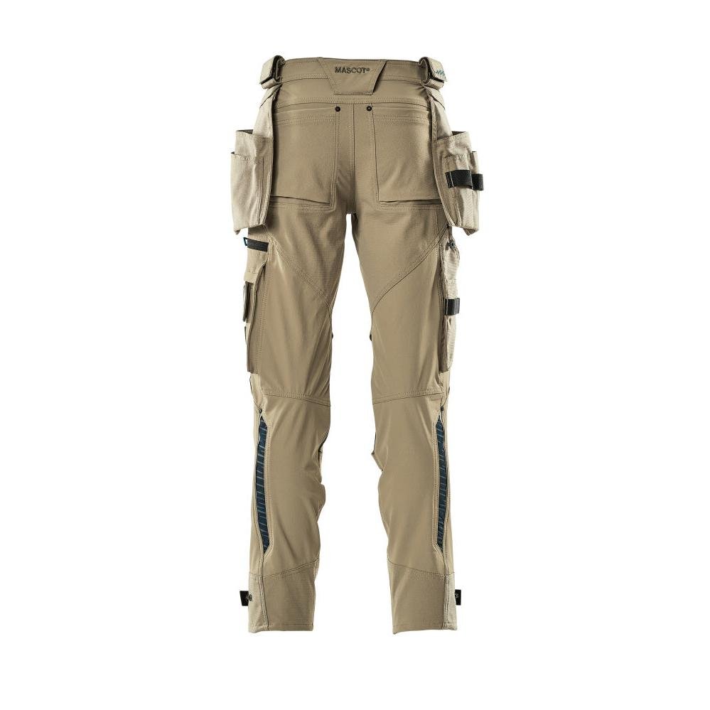 Broek met hangende zakken, stretchbroek, licht kaki