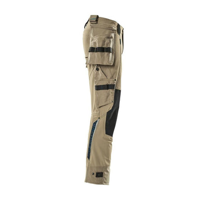 Broek met hangende zakken, stretchbroek, licht kaki