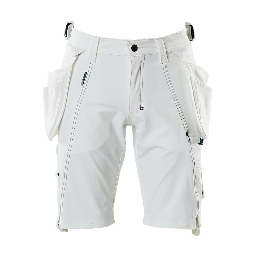 Shorts, afneembare hangende zakken, stretch werkbroek, wit