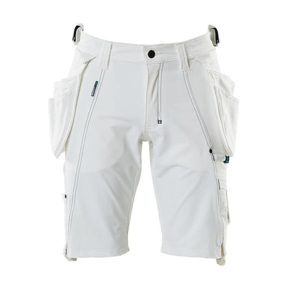 Shorts, afneembare hangende zakken, stretch werkbroek, wit
