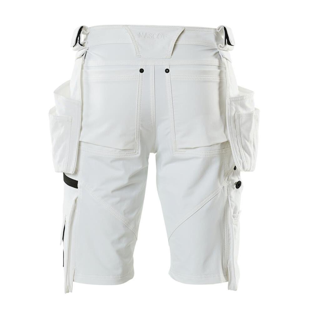Shorts, afneembare hangende zakken, stretch werkbroek, wit