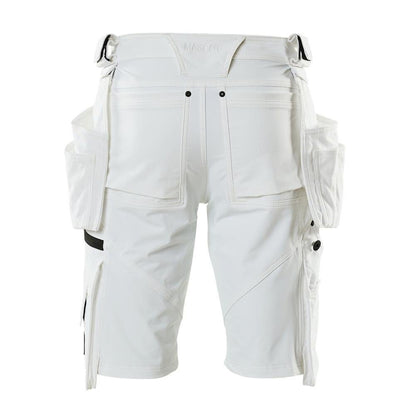 Shorts, afneembare hangende zakken, stretch werkbroek, wit
