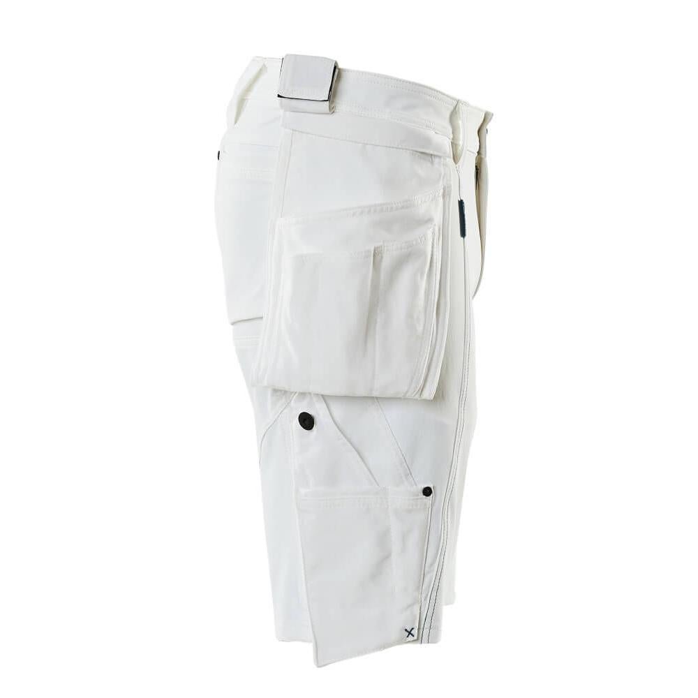 Shorts, afneembare hangende zakken, stretch werkbroek, wit