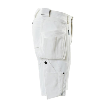 Shorts, afneembare hangende zakken, stretch werkbroek, wit