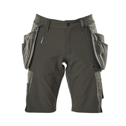 Shorts, afneembare hangende zakken, stretch werkbroek, donker antraciet