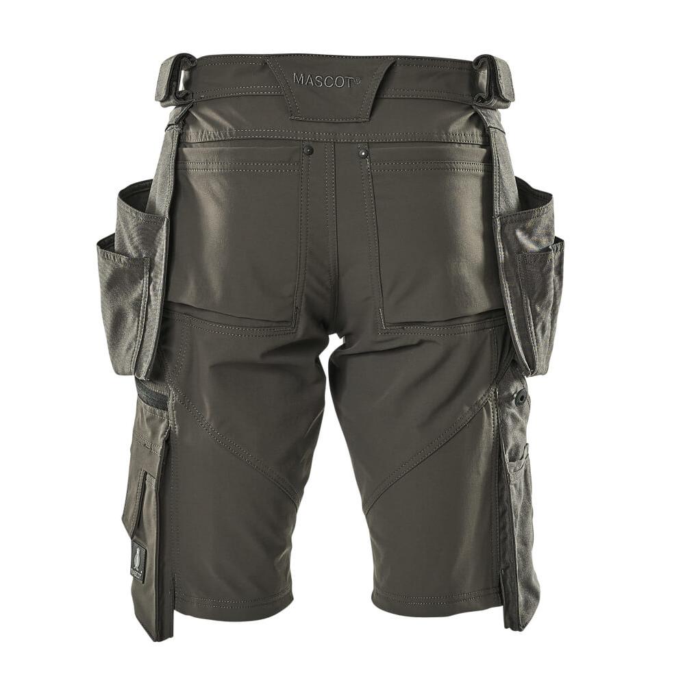 Shorts, afneembare hangende zakken, stretch werkbroek, donker antraciet