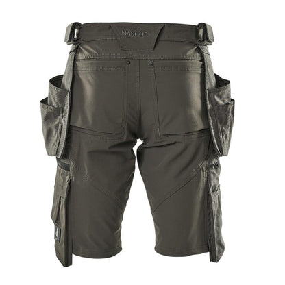 Shorts, afneembare hangende zakken, stretch werkbroek, donker antraciet