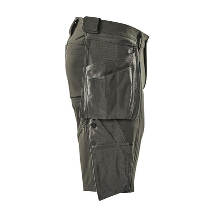 Shorts, afneembare hangende zakken, stretch werkbroek, donker antraciet