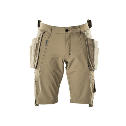 Shorts, afneembare hangende zakken, stretch-vakmanshort, lichtkaki