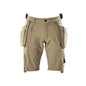 Shorts, afneembare hangende zakken, stretch-vakmanshort, lichtkaki
