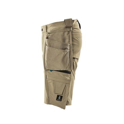 Shorts, afneembare hangende zakken, stretch-vakmanshort, lichtkaki