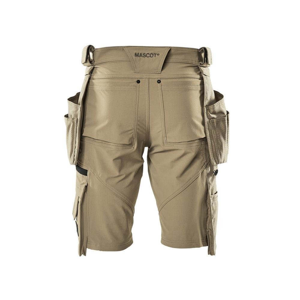 Shorts, afneembare hangende zakken, stretch-vakmanshort, lichtkaki