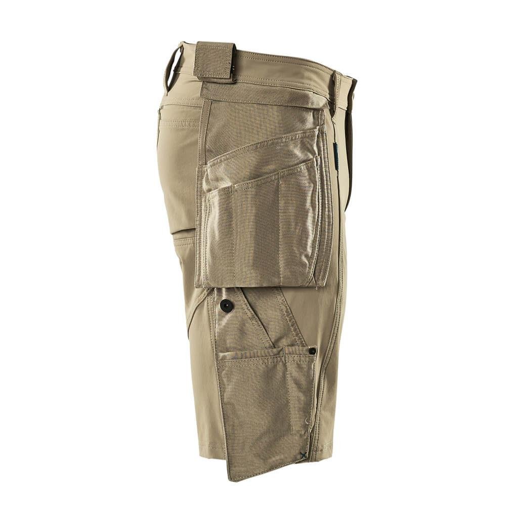 Shorts, afneembare hangende zakken, stretch-vakmanshort, lichtkaki