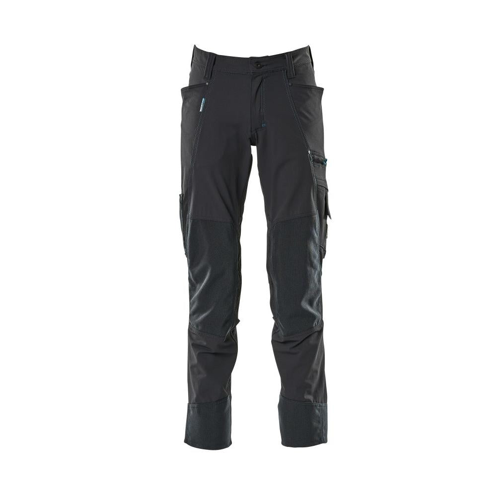 Broek met kniezakken, stretch, lichte broek, zwartblauw