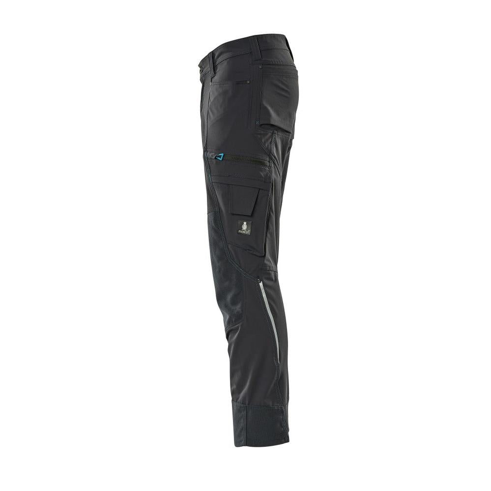 Broek met kniezakken, stretch, lichte broek, zwartblauw