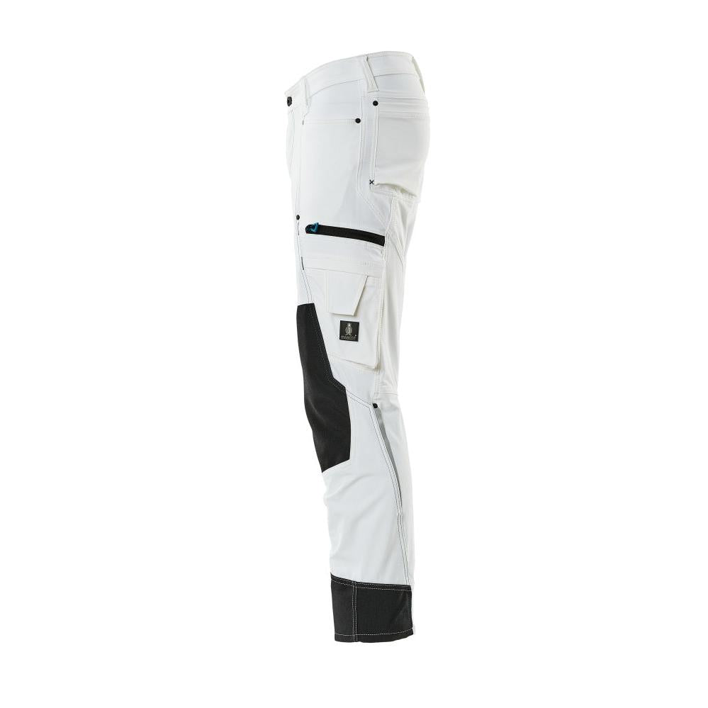 Broek met kniezakken, stretch, lichte broek, wit