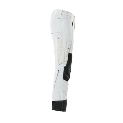Broek met kniezakken, stretch, lichte broek, wit