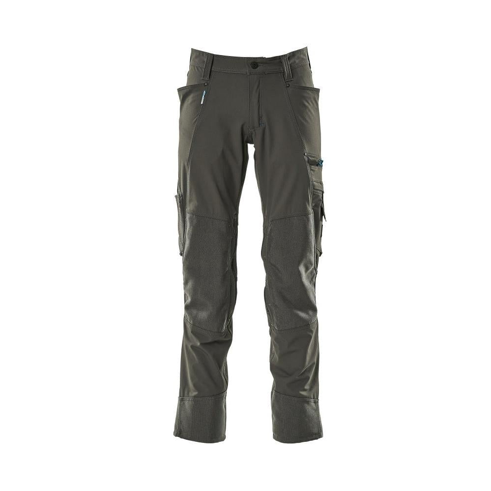 Broek met kniezakken, stretch, lichte broek, donker antraciet