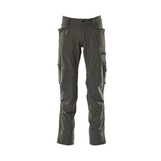 Broek met kniezakken, stretch, lichte broek, donker antraciet