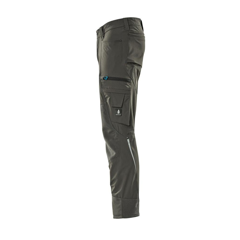 Broek met kniezakken, stretch, lichte broek, donker antraciet