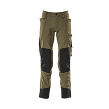 Broek met kniezakken, stretch, lichte broek, mosgroen