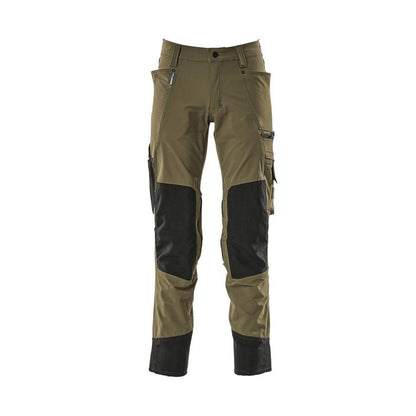Broek met kniezakken, stretch, lichte broek, mosgroen