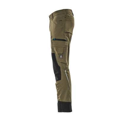 Broek met kniezakken, stretch, lichte broek, mosgroen