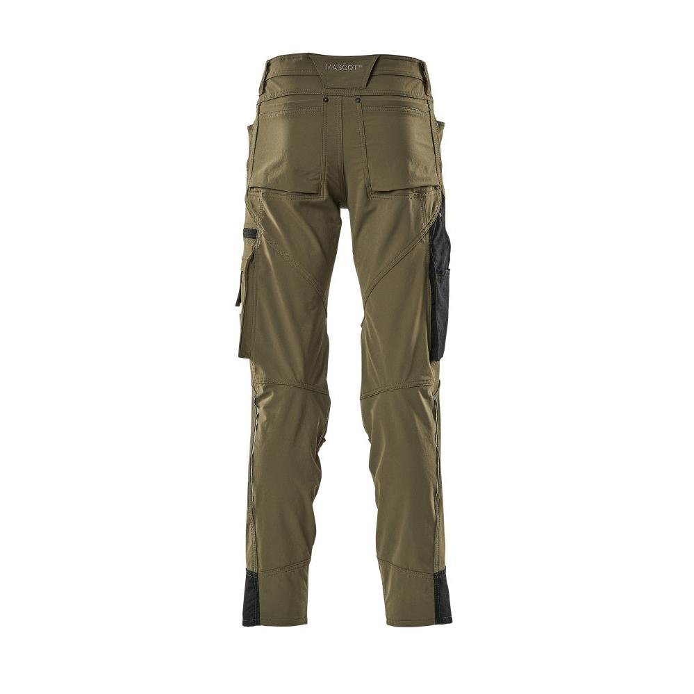 Broek met kniezakken, stretch, lichte broek, mosgroen