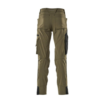 Broek met kniezakken, stretch, lichte broek, mosgroen