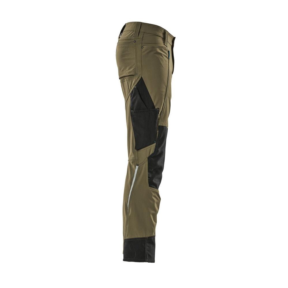Broek met kniezakken, stretch, lichte broek, mosgroen