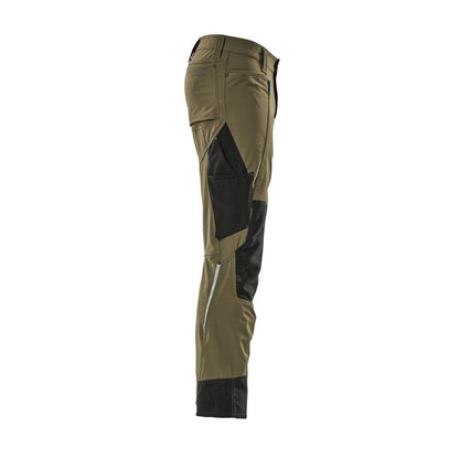 Broek met kniezakken, stretch, lichte broek, mosgroen