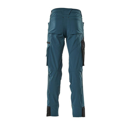 Broek met kniezakken, stretch, lichte broek, donker petroleum