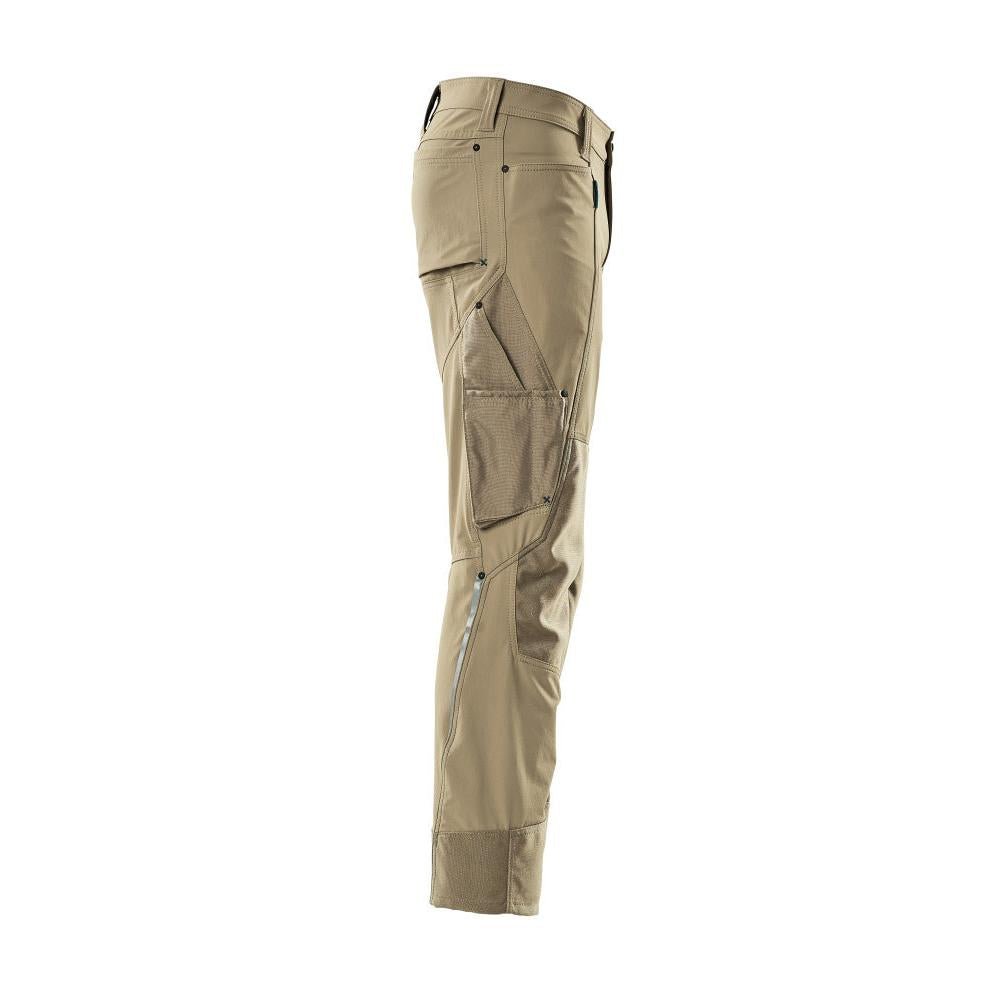 Broek met kniezakken, stretch, lichte broek, licht kaki