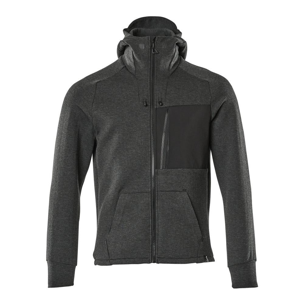 Sweatshirt met capuchon, sweatshirt met ritssluiting en capuchon, zwart gemêleerd/zwart