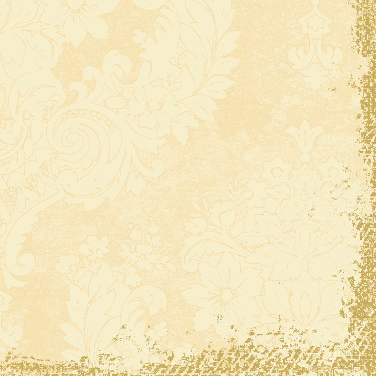 Beige en crèmekleurig bloemenmotief in vintage stijl met sierlijke randen, bloemen en bladeren - perfect voor Duni GmbH Klassikservietten 40 x 40 cm 4-laags, geperst 1/4 vouw.