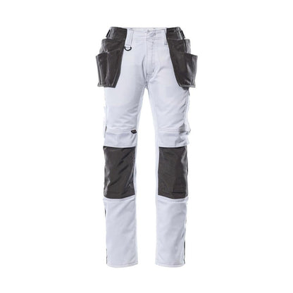 Broek met hangende zakken, lichtgewicht broek, wit/donker antraciet