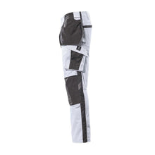 Broek met hangende zakken, lichtgewicht broek, wit/donker antraciet