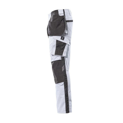 Broek met hangende zakken, lichtgewicht broek, wit/donker antraciet