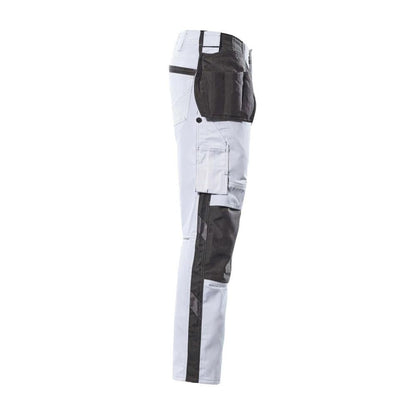 Broek met hangende zakken, lichtgewicht broek, wit/donker antraciet