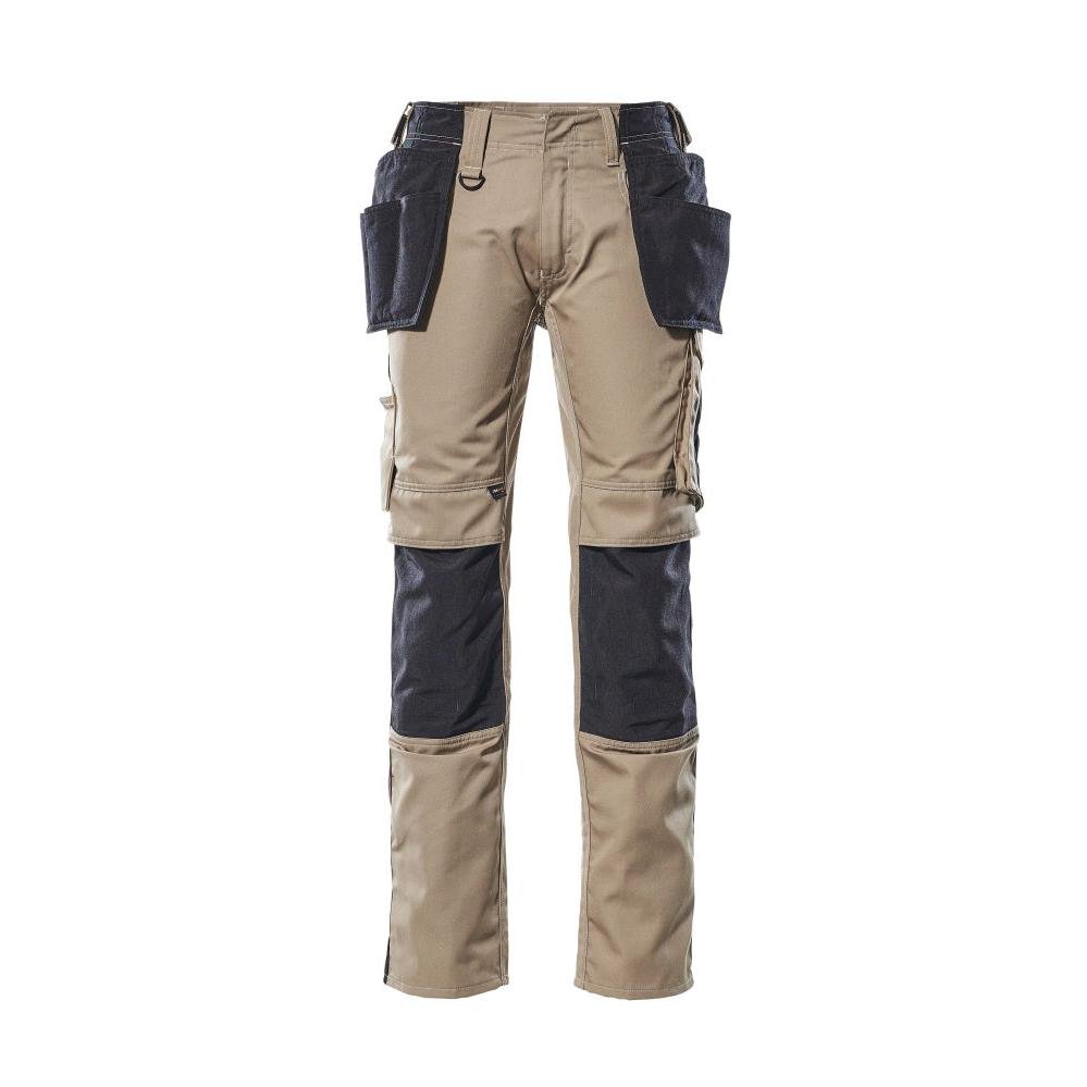 Broek met hangende zakken, lichtgewicht broek, licht kaki/zwart