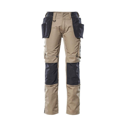 Broek met hangende zakken, lichtgewicht broek, licht kaki/zwart