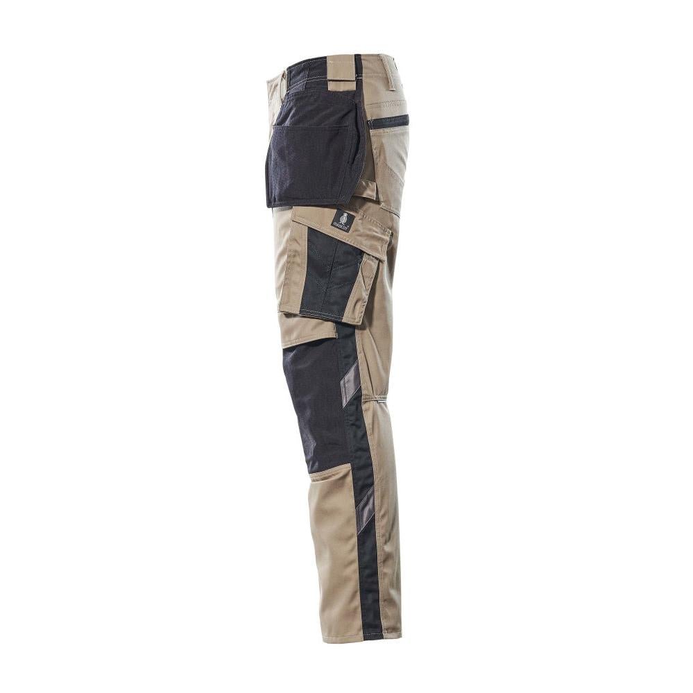 Broek met hangende zakken, lichtgewicht broek, licht kaki/zwart