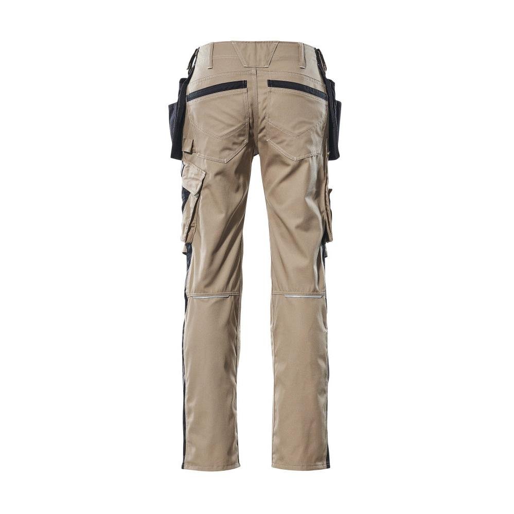 Broek met hangende zakken, lichtgewicht broek, licht kaki/zwart