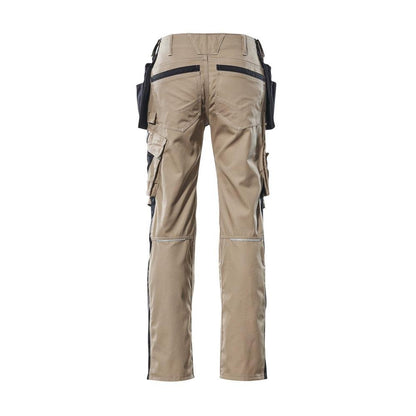 Broek met hangende zakken, lichtgewicht broek, licht kaki/zwart