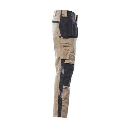 Broek met hangende zakken, lichtgewicht broek, licht kaki/zwart