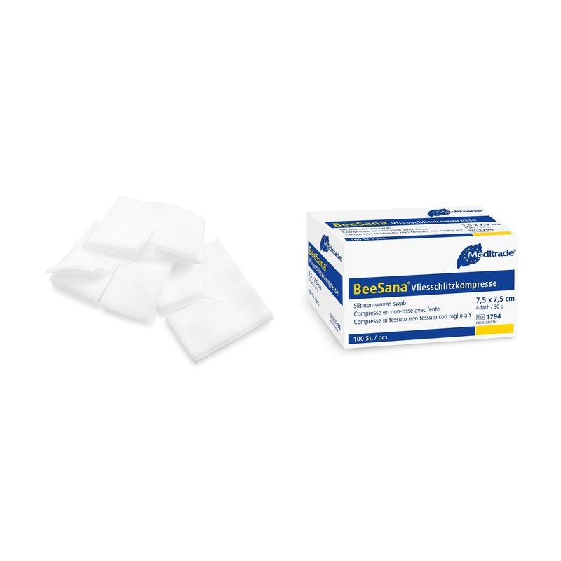BeeSana® fleece spleetkompres, niet-steriel, 4-voudig