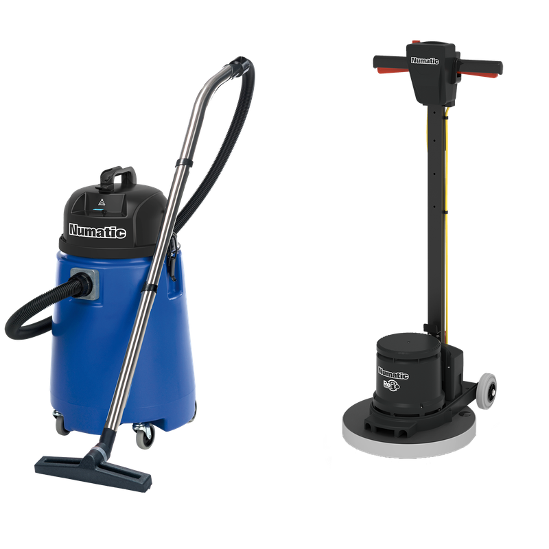 Numatic eenschijfsmachine HFM1515R/ESM set 5B met waterzuiger WV800-2 en PadLoc Trei | Pak (1 stuk)